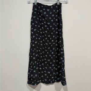 Brandy Melville Black Floral Midi Skirt